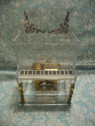 Vintage Lucite? Piano Musical Jewelry Box Plays Love Story Unique