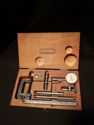 Vintage Starrett Dial Indicator Set W/ Wood Box Made In Usa 196