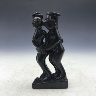 Chinese Antique Ancient Jade Natural Hand - Carved Man And Woman Statue.  T578
