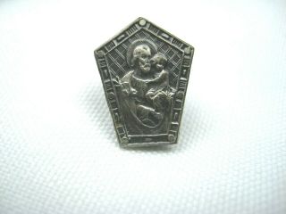 Vintage Saint Joseph Pray For Us - Catholic Religious Pin Back Medal - 3/8 " X 5/8 "