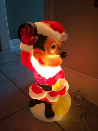Vintage Lighted 15 " Empire Blow Mold Christmas Mickey Mouse Santa Claus Plastic