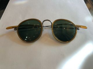 Oliver Peoples Vintage Sunglasses Ov1104 - S 5120/92 Amt Mp - 2 Amber W/ Green