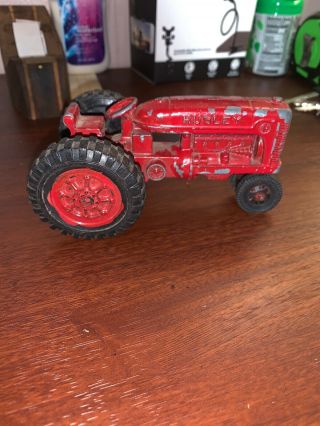 Vintage Hubley Cast Iron Red Silver Black Toy Tractor Or Doorstop