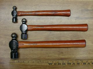 3 Vintage Craftsman - M Ball Peen Hammers,  8oz. ,  16oz. ,  & 32oz,  W/orig.  Handles,  Xlint