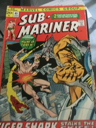 Sub Mariner 43 And 45 Signed Comic Book Signed By Allen Bellman And Stan Lee
