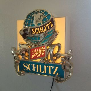 Vintage Schlitz Beer Globe Lighted Sign Man Cave Game Room Bar 10 " X 12 "