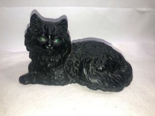 Hubley Black Cat Cast Iron Doorstop 1248 Green Eyes