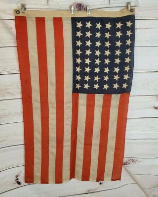Vtg 40s Wwii American Flag 48 Stars Sewn 4 X 2 1/2 Rare Size