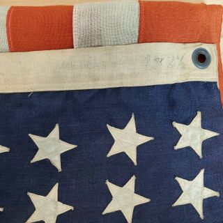 Vtg 40s WWII American Flag 48 stars Sewn 4 x 2 1/2 RARE Size 3