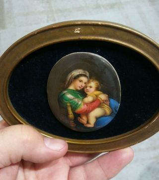 Antique Kpm Style Porcelain Plaque Hand Painted " Madonna & Child "