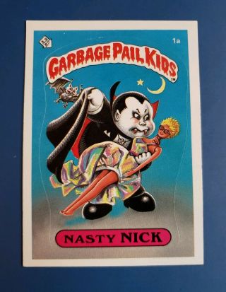 1985 Vintage Garbage Pail Kids Series 1 Os1 Nasty Nick 1a Glossy Back