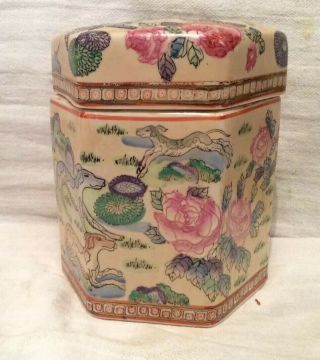 Antique Chinese Porcelain Tea Caddie - Humidor - Apothecary Jar - Canister -