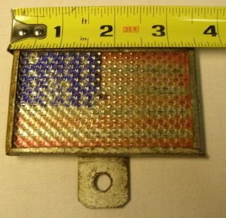30s - 40s - Vintage License Plate Attachment - Reflector Usa Flag
