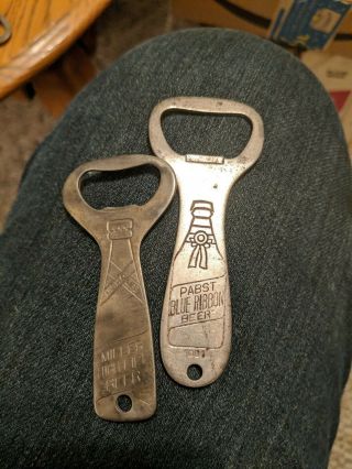 Earlier Pabst And Miller Beer Bottle Openers W Bottle Pictured