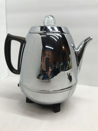 Vintage General Electric Percolator Ge 33p30 Pot Belly 9 Cup Chrome Coffee Maker