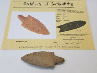 Authentic 4 " Waubesa Arrowhead Certificate Of Authenticity Found In Tn