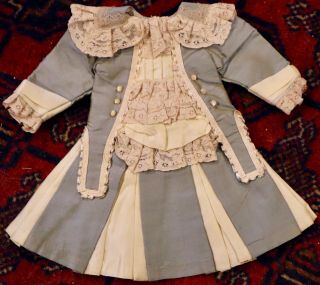 Very Fine French Type Fancy Silk Doll Outfit For Small 13 " Antique Bisque Doll
