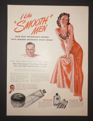 Print Ad 1946 Mennen Shave Pinup Lingerie Brushless Art