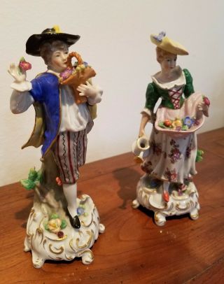 Dresden Sitzendorf Vintage/antique German Porcelain Figurine Pair,  Elegant Style