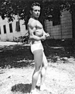 Vintage Photo: Bodybuilder Physique Man Male Shirtless Flex Pose 50 