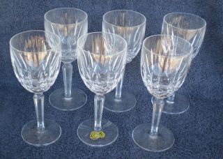 6 Vintage Waterford Kildare 6 1/2 " Claret Wine Glasses 605 - 270 With Box
