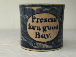 Antique Present For A Good Boy Scenic Transfer Print Staffordshire Childs Mug