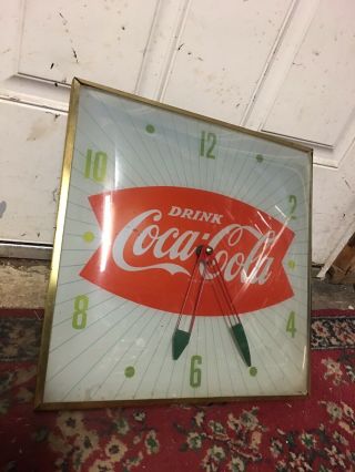 Vintage 1960s DRINK COCA - COLA Advertising Light Up Electric Wall PAM CLOCK 3