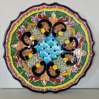 Vintage Talavera Pottery Platter Fine Art Ceramic Handmade Hand Painted Mexico