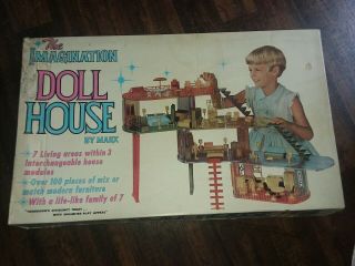 Marx 1969 Vintage Imagination Dollhouse With People In Orginal Box L@@k ☆ ☆ ☆