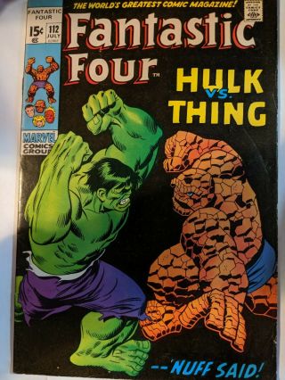 Fantastic Four 112 (jul 1971,  Marvel) Hulk Vs.  Thing