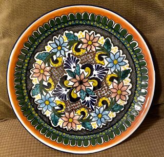Vintage Hernandez Pueblo Mexico Talavera Pottery Hand Painted Plate Wall Art