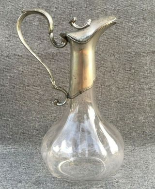 Antique French Jug Made Of Silverplate And Glass Mid - 1900 