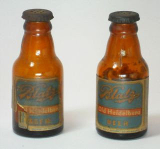 Blatz Beer Bottle Salt And Pepper Shakers Muth Buffalo Pat.  Pend 3 "