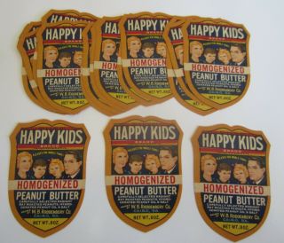 Of 25 Old 1935 Happy Kids Peanut Butter Jar Labels Georgia - 8 Oz.