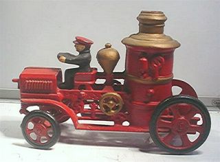 Vintage Cast Iron Toy Fire Engine