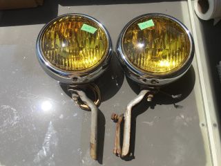 Pair Blc 856 - J 5 - 3/4 " 6v Vintage Fog Lamp Lights W Brackets 1940 