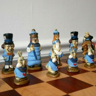 Alice In Wonderland Chess Set,  Vintage Studio Anne Carlton - Hand Painted & Rare
