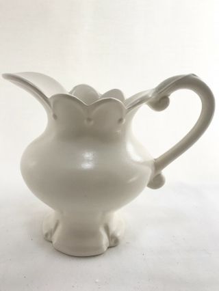 Rare Antique Vintage Pottery White Ironstone Water Wash Pitcher