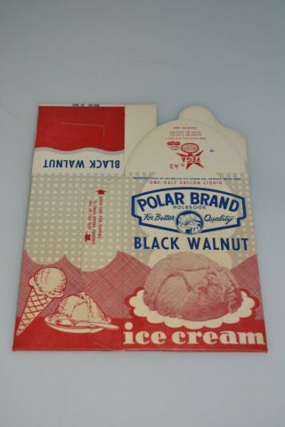 Rare Vintage Polar Brand Black Walnut Ice Cream Box Carton Container Advertising