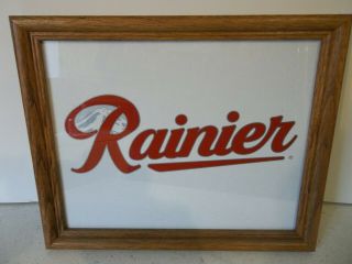 Rainier Beer Logo Sign Picture 11 " X 9 " Wood Frame