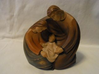 Vintage Italy Carved Wood Holy Family Au