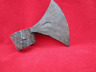 Vintage Old Hand Forged Wrought Iron Axe Hatchet Floral Carved Axes Head Z2