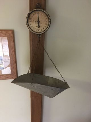 Antique Landers Frary & Clark Hanging Scale 40lbs W/ Pan Britain Ct