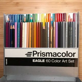 Rare Vintage Prismacolor Eagle Berol Colored Pencil Set Of 60 Box