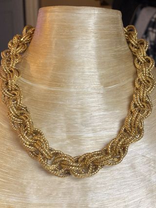 Vtg High End Rope Choker Necklace Runway French Couture 18k Gp