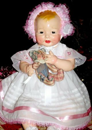 Huge 27 " Vintage Effanbee Bubbles Composition & Cloth Doll