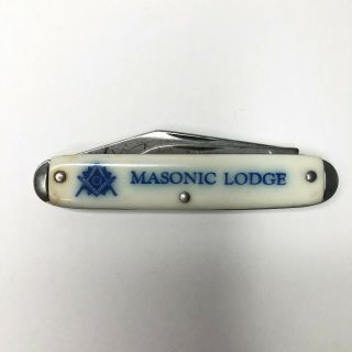 Vintage Masonic Lodge Masons Dual Blade Pocket Knife 1970s Usa