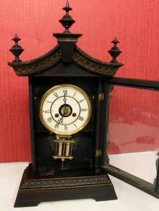 Antique Table Clock Alarm Mantel Clock German clock 1900Thc.  JUNGHANS 3
