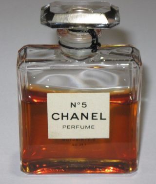 Vintage Perfume Bottle Chanel No 5 Bottle 1 Oz - Pre 1970 Open - 2/3 Full - 3 "