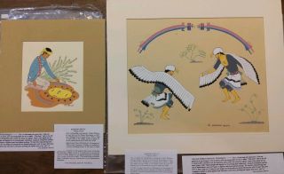 Native American Artist Harrison Begay Signed Silkscreen Prints X2